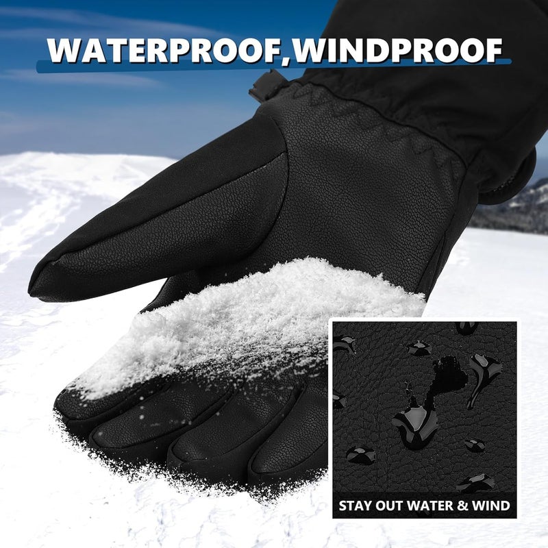 Odtmger Snow Gloves,Ski Gloves 3M Thinsulate Winter Warm and Waterproof Cold Weather Gloves-for Parent Boys Girls - Image 2
